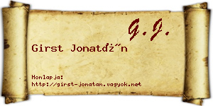 Girst Jonatán névjegykártya